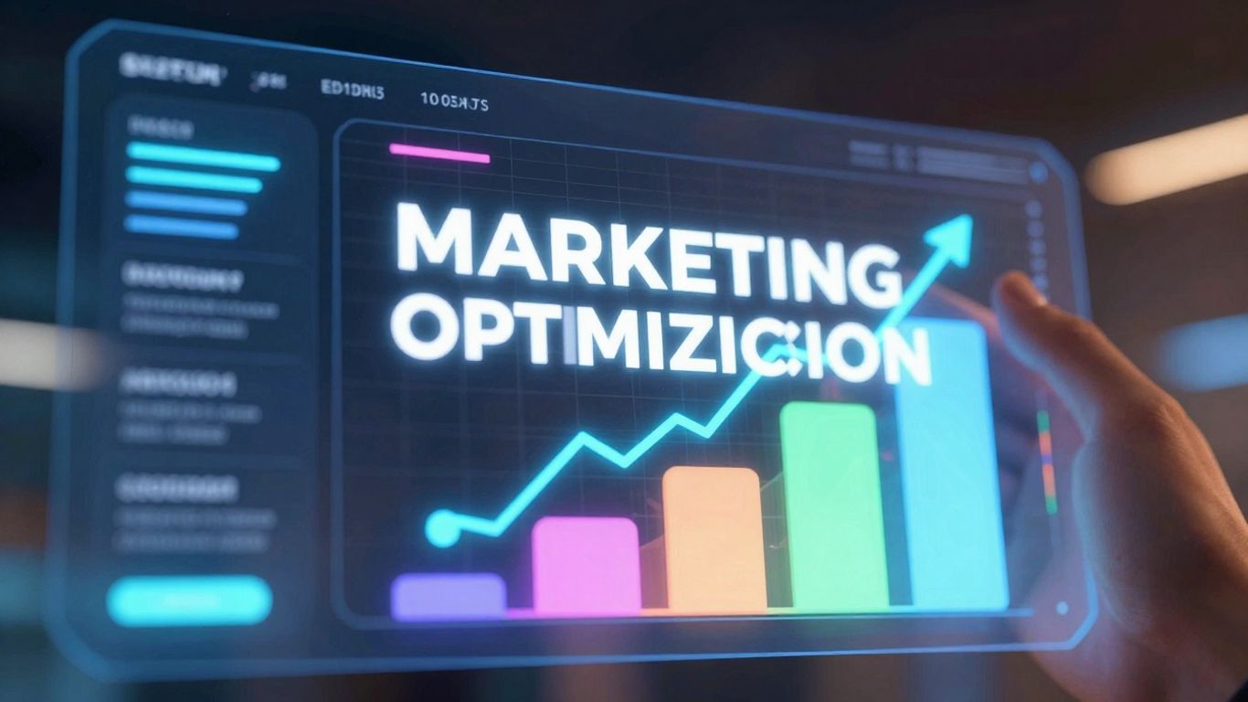 Marketing optimization concept with abstract digital growth elements.