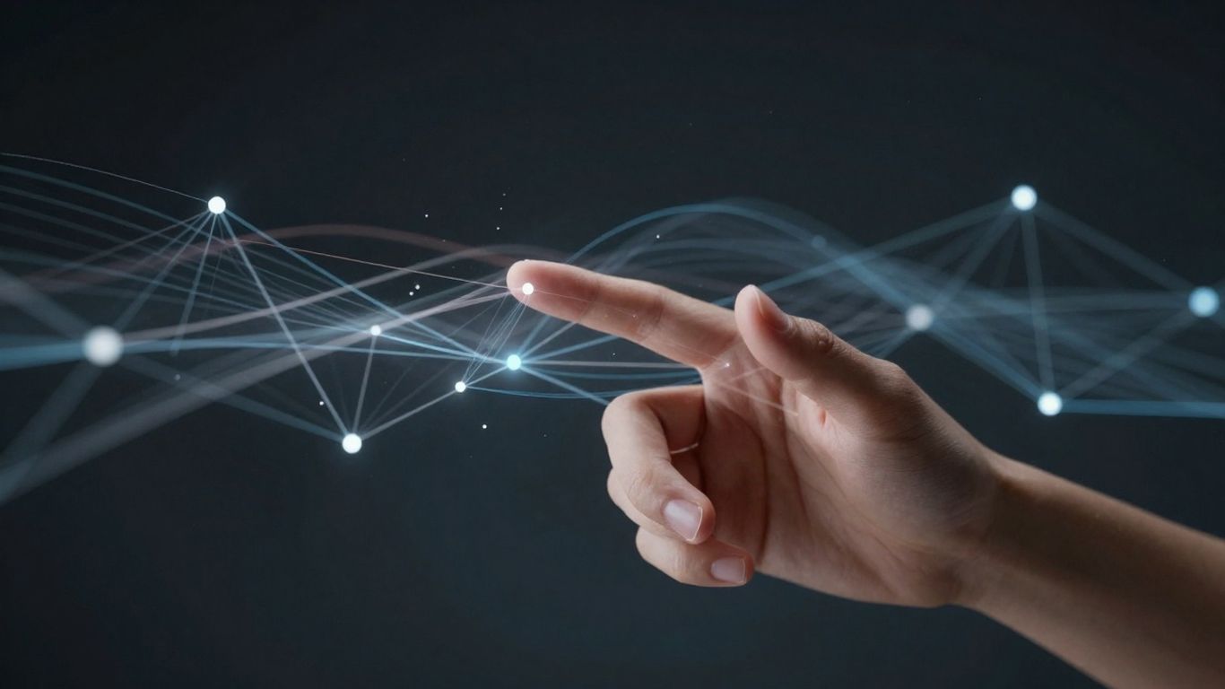 Multi-touch attribution data flows converging and interacting.