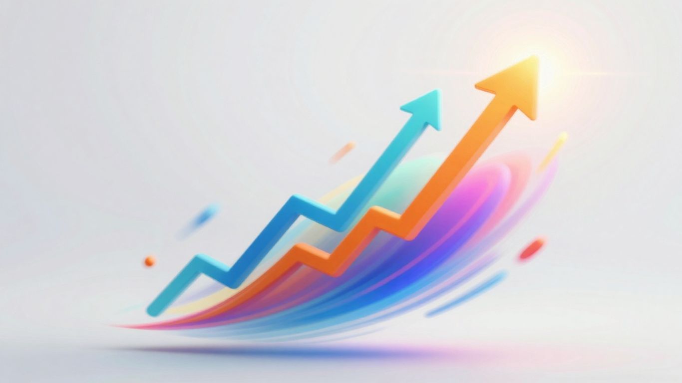 Marketing data growth abstract shapes upward trend