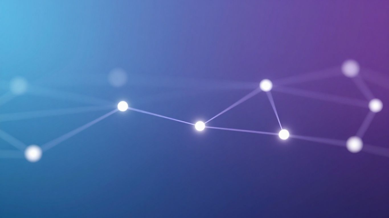 Digital interface with glowing connections and data flow.