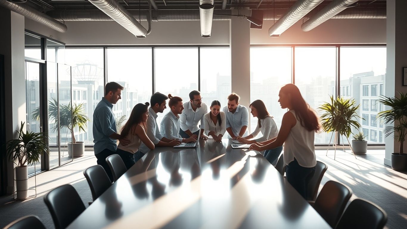 Team collaborating on marketing strategy