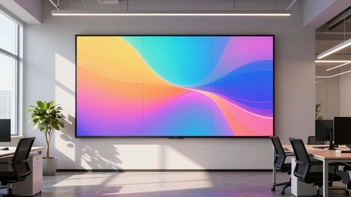 Abstract glowing shapes on a digital screen.