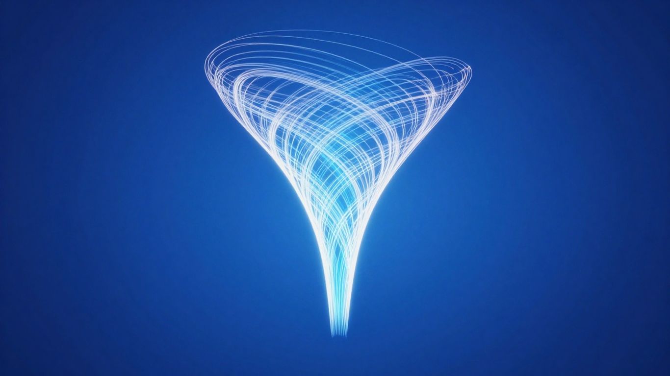 Abstract funnel of light driving business growth