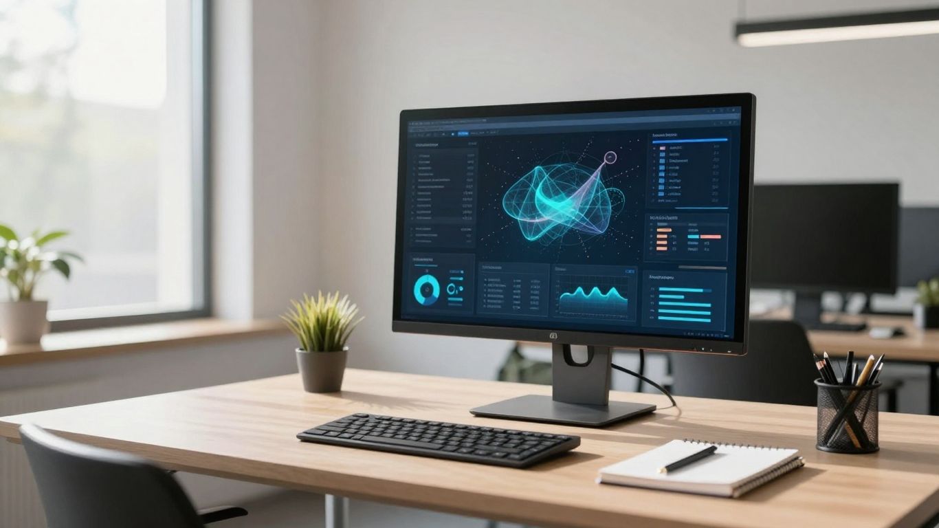 Marketing intelligence platform dashboard on a computer screen.