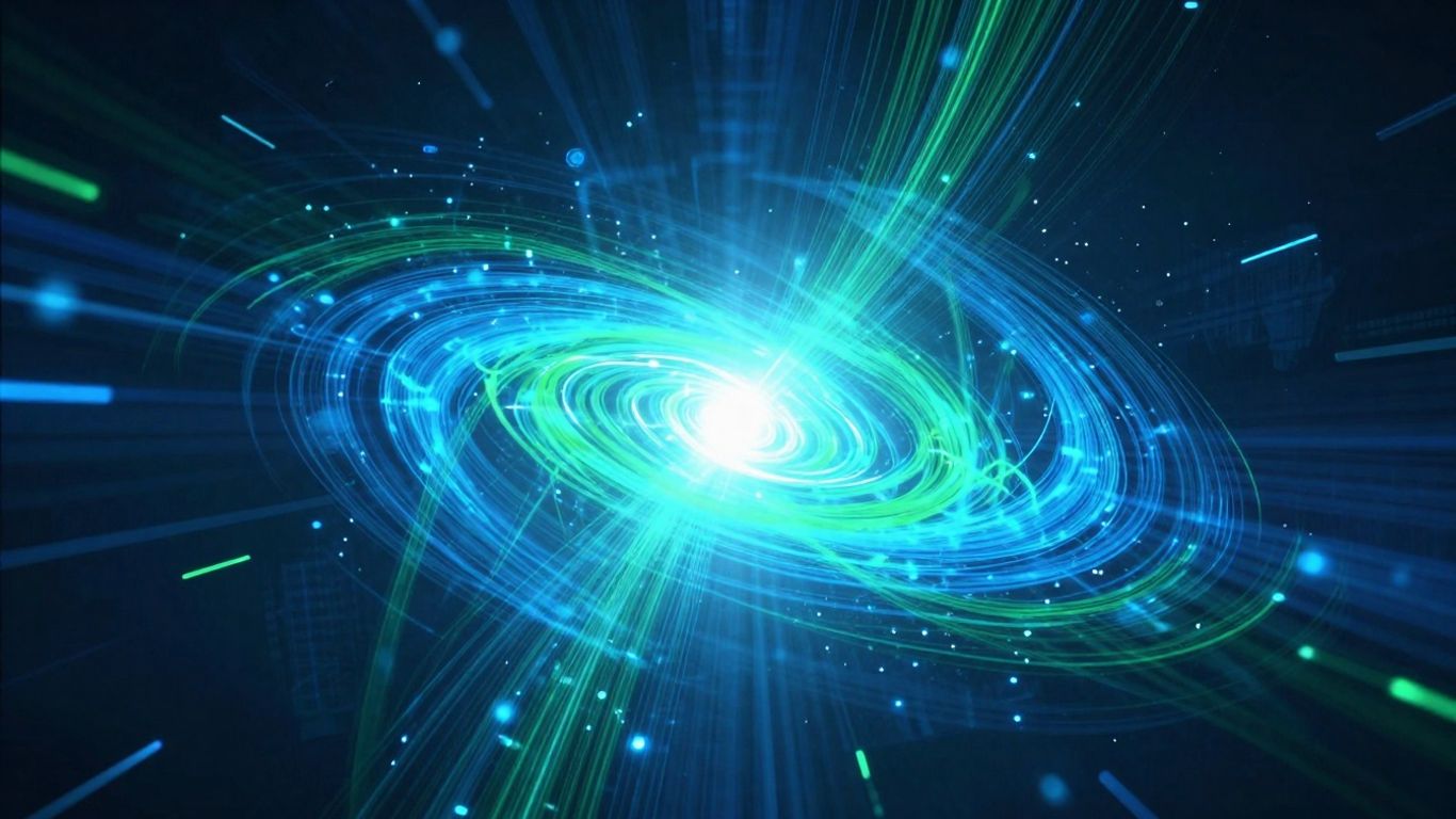 Abstract visualization of data streams and growth.