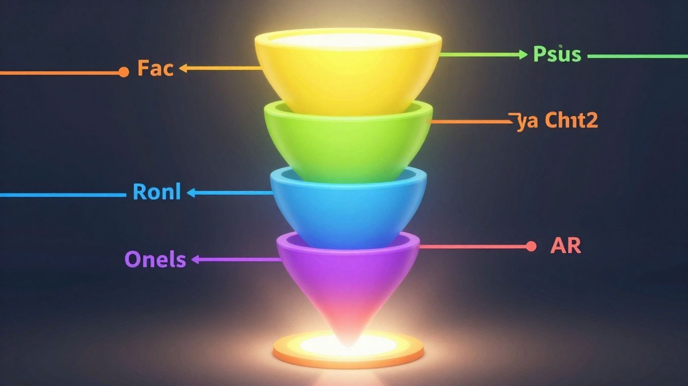 Marketing funnel with distinct stages and a glowing bottom.
