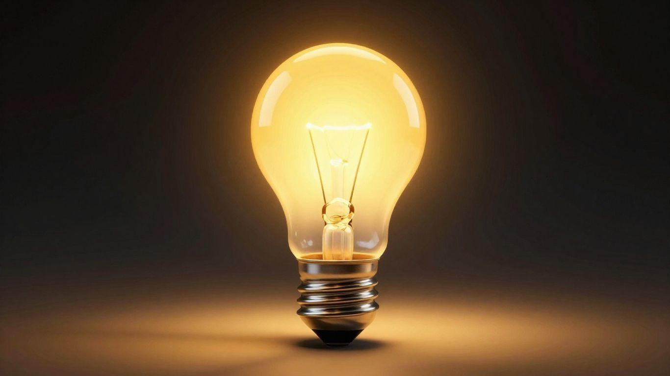Bright lightbulb illuminating a dark background.