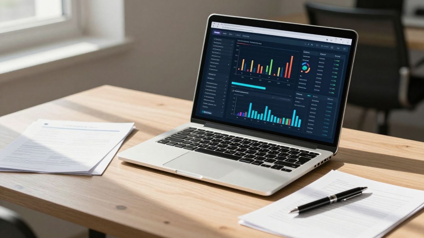 Marketing performance dashboard on a laptop.