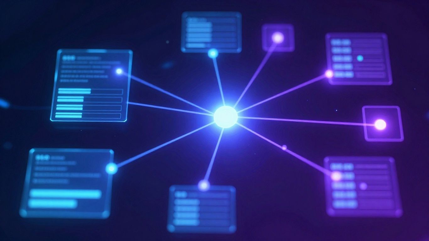 Digital dashboard interface with glowing data points.