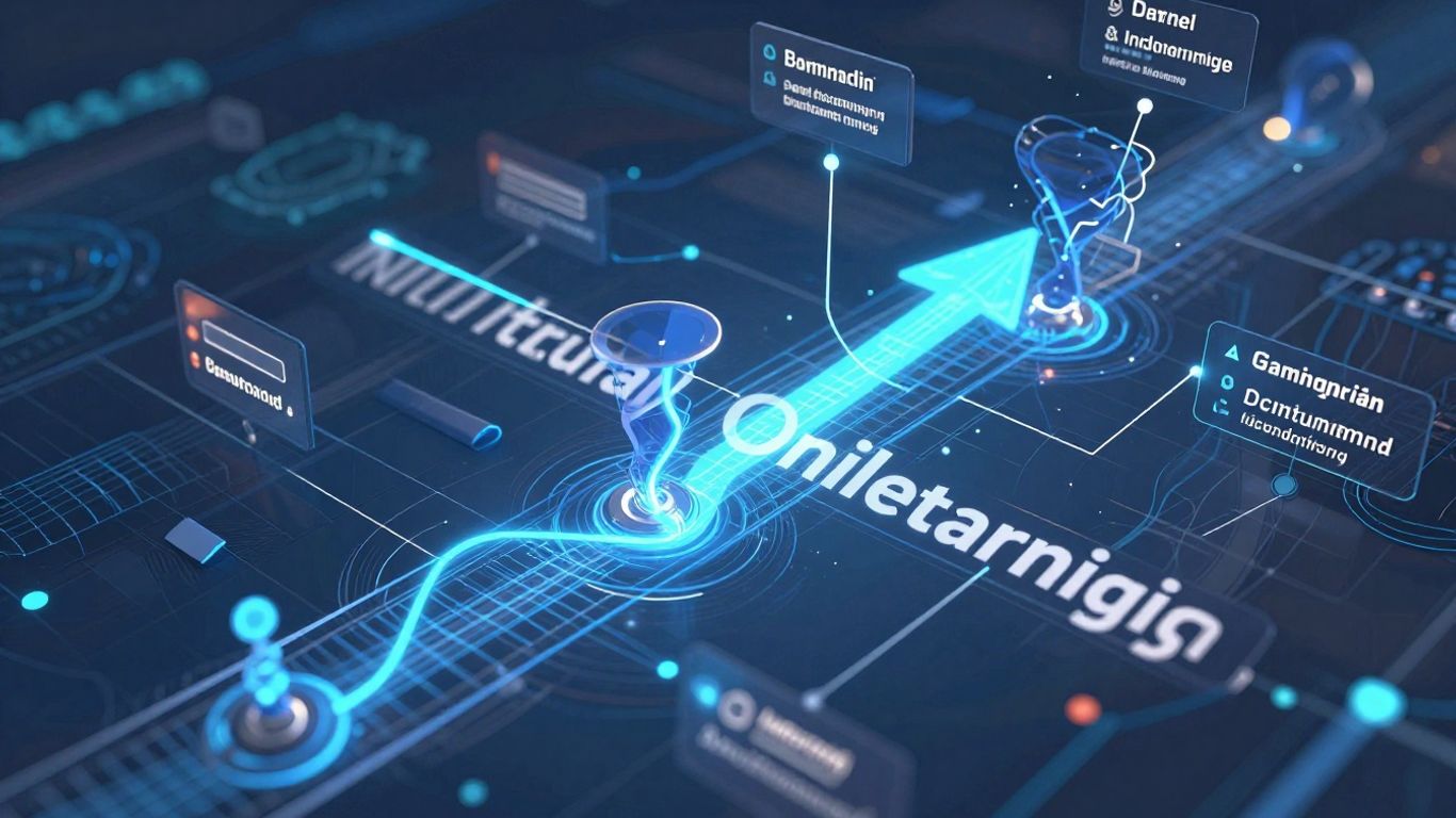 Digital marketing funnel with growth elements.