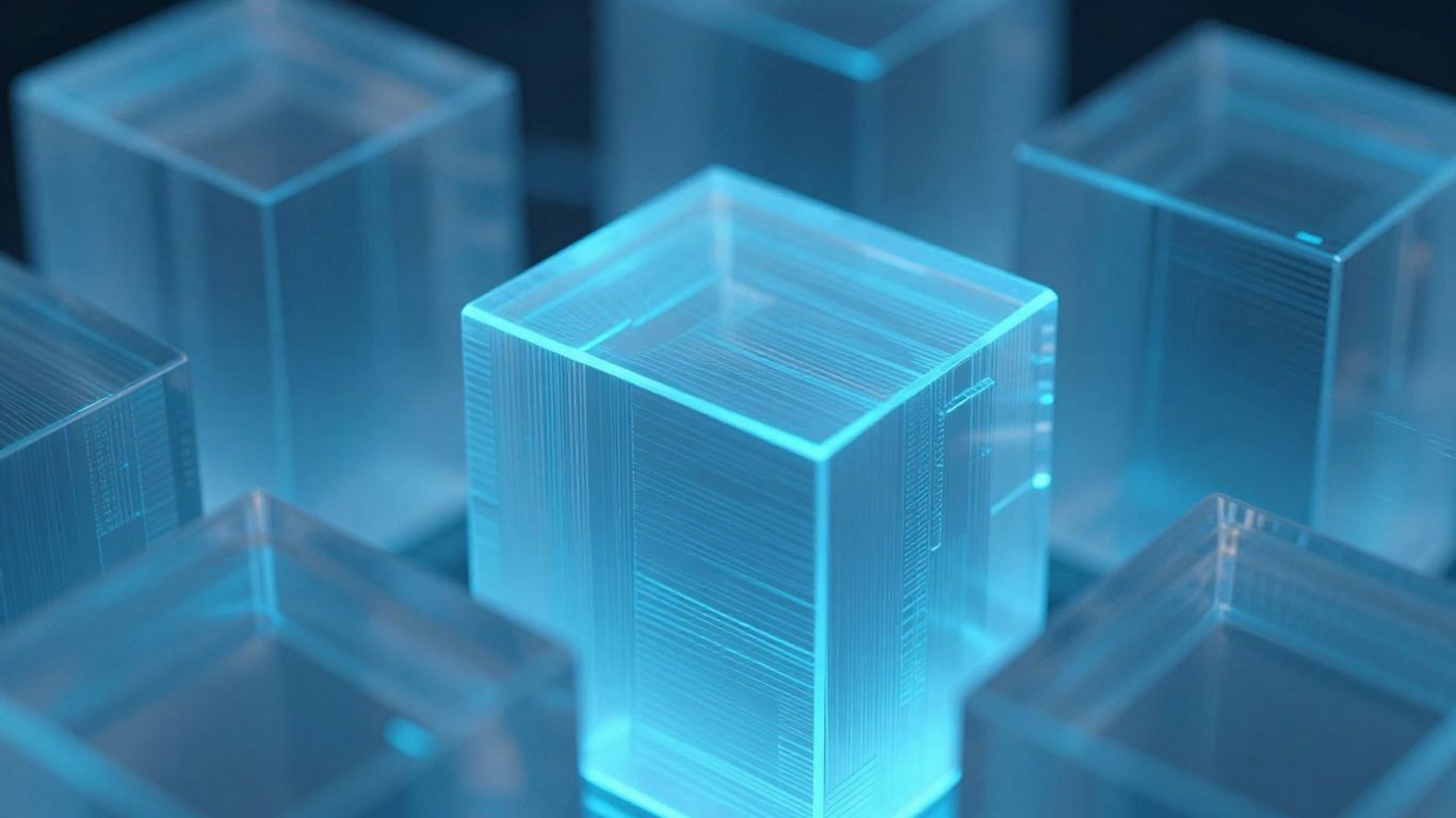 Abstract data blocks with blue glow