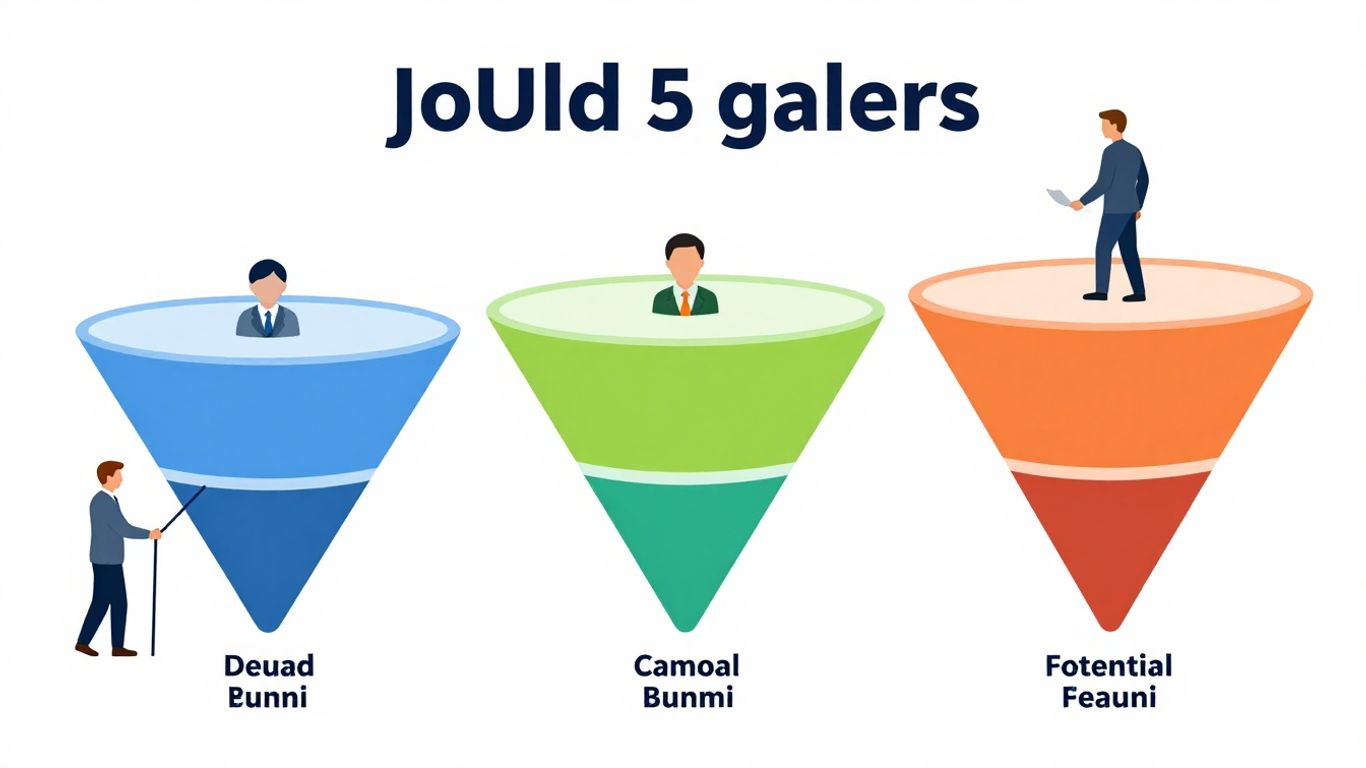 Sales funnel conversion journey with leads progressing through stages.