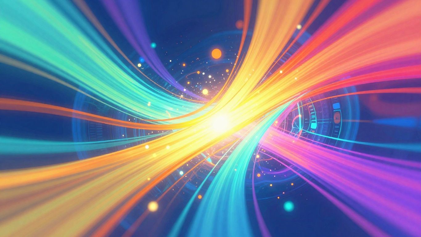 Abstract visualization of interconnected pathways and flowing data.