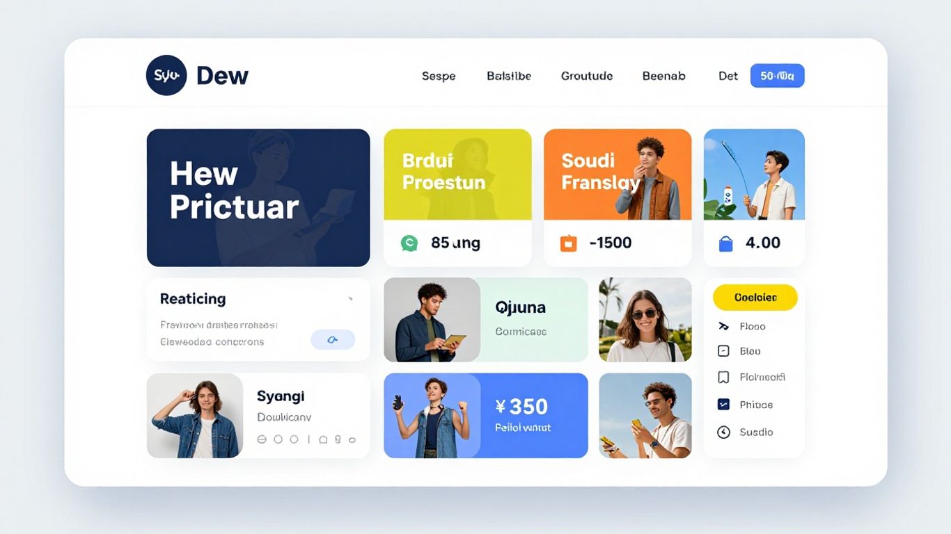 Ecommerce dashboard with product images and sales data.