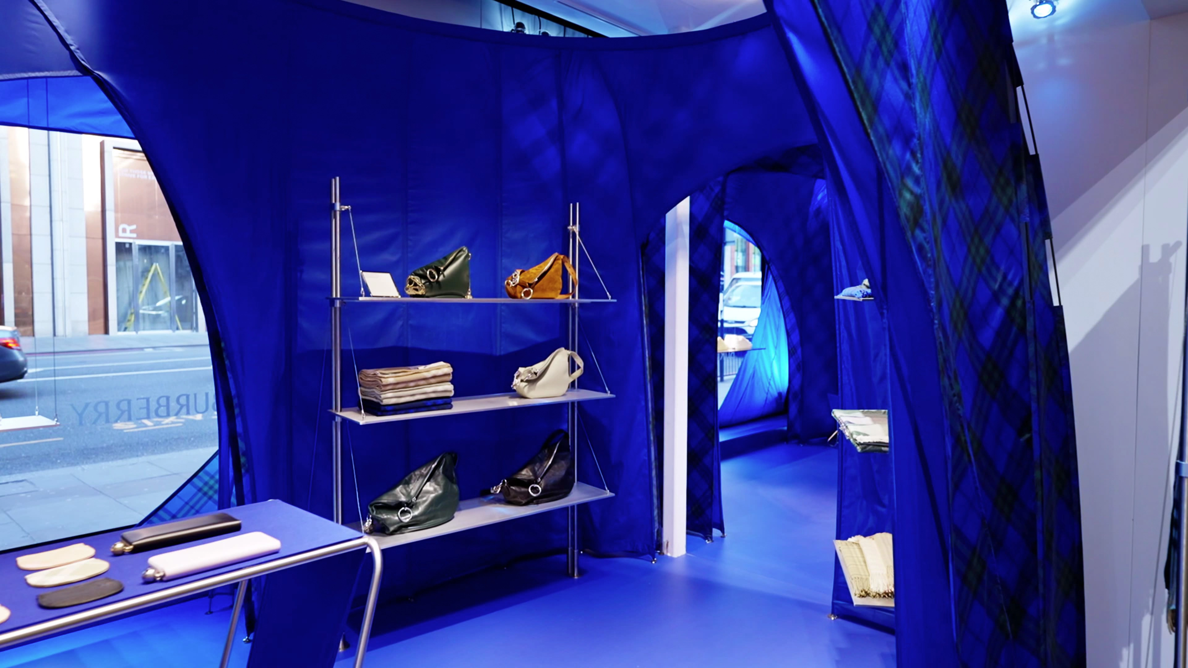 Burberry retail activation detail inside Harrods