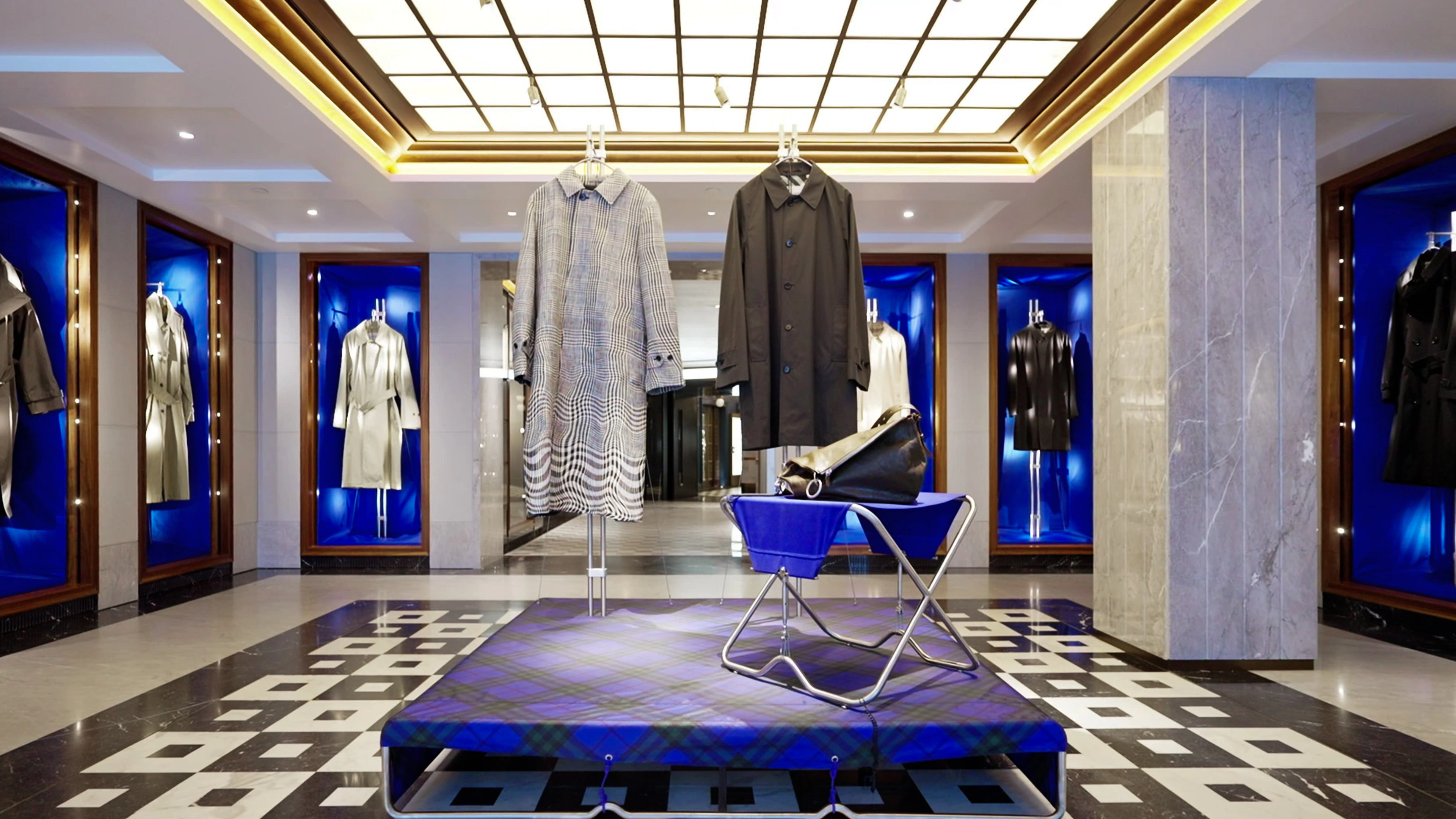 Full-width still of the Burberry Harrods takeover space