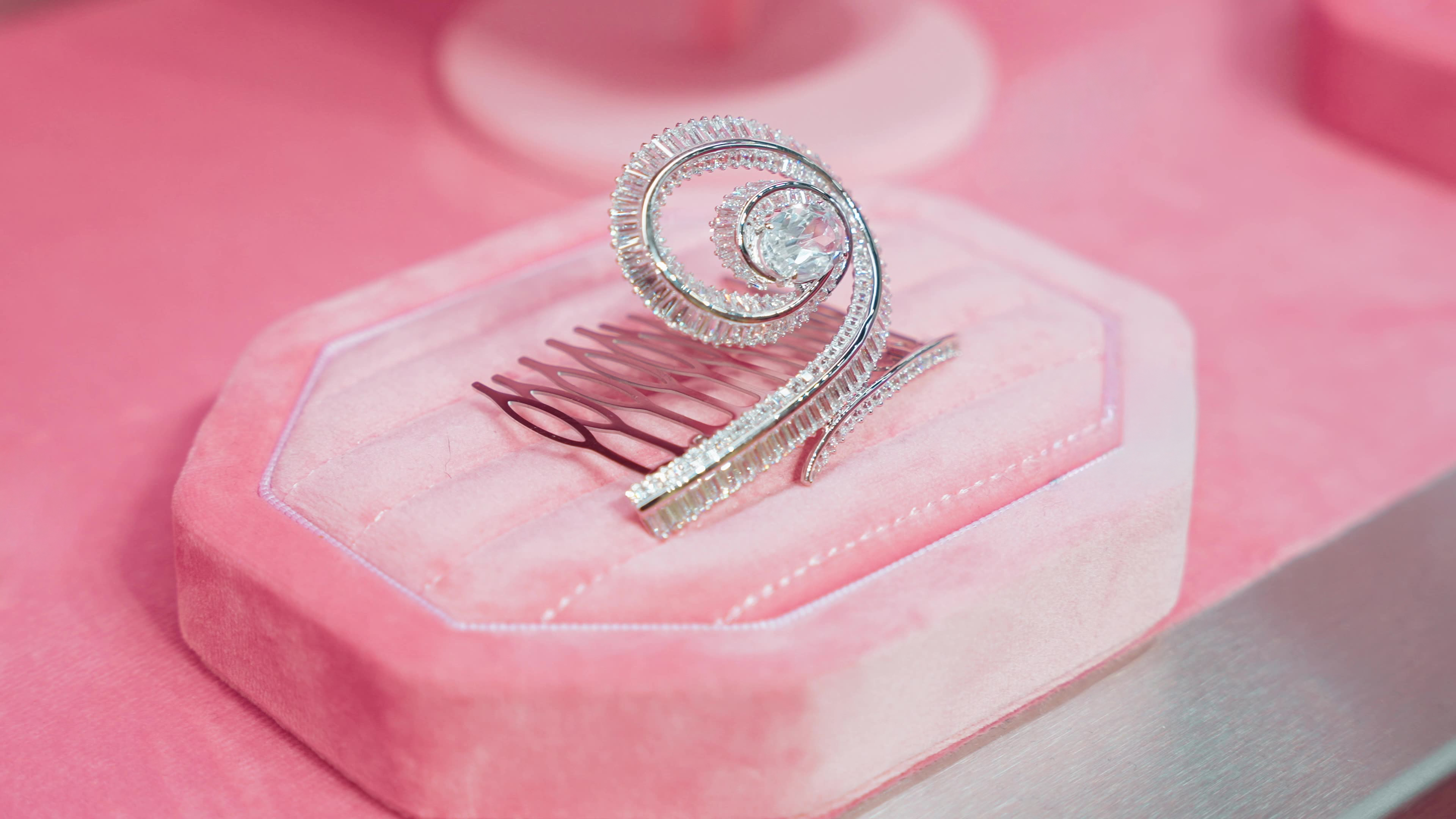 Close-up of Swarovski crystal pieces from the capsule