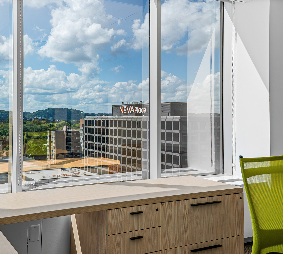 Office overlooking Nova Place campus building