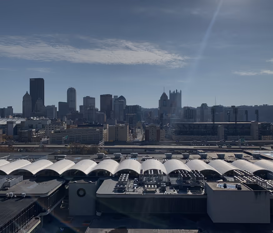 Pittsburgh skyline view from Nova Place campus