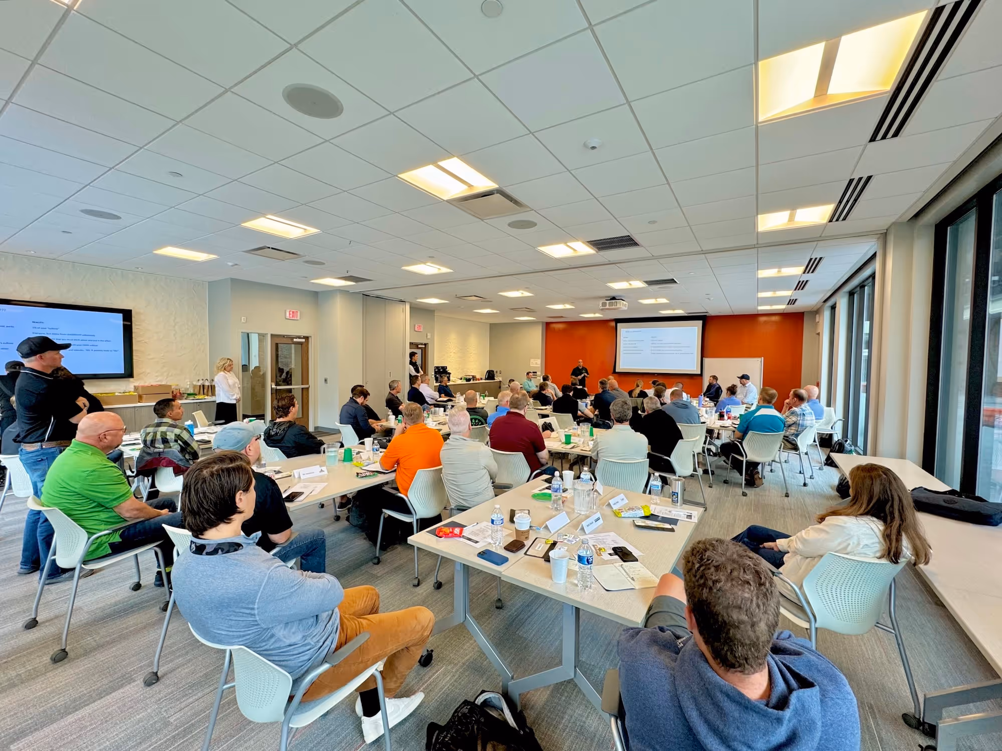 Image of busy coworking event.