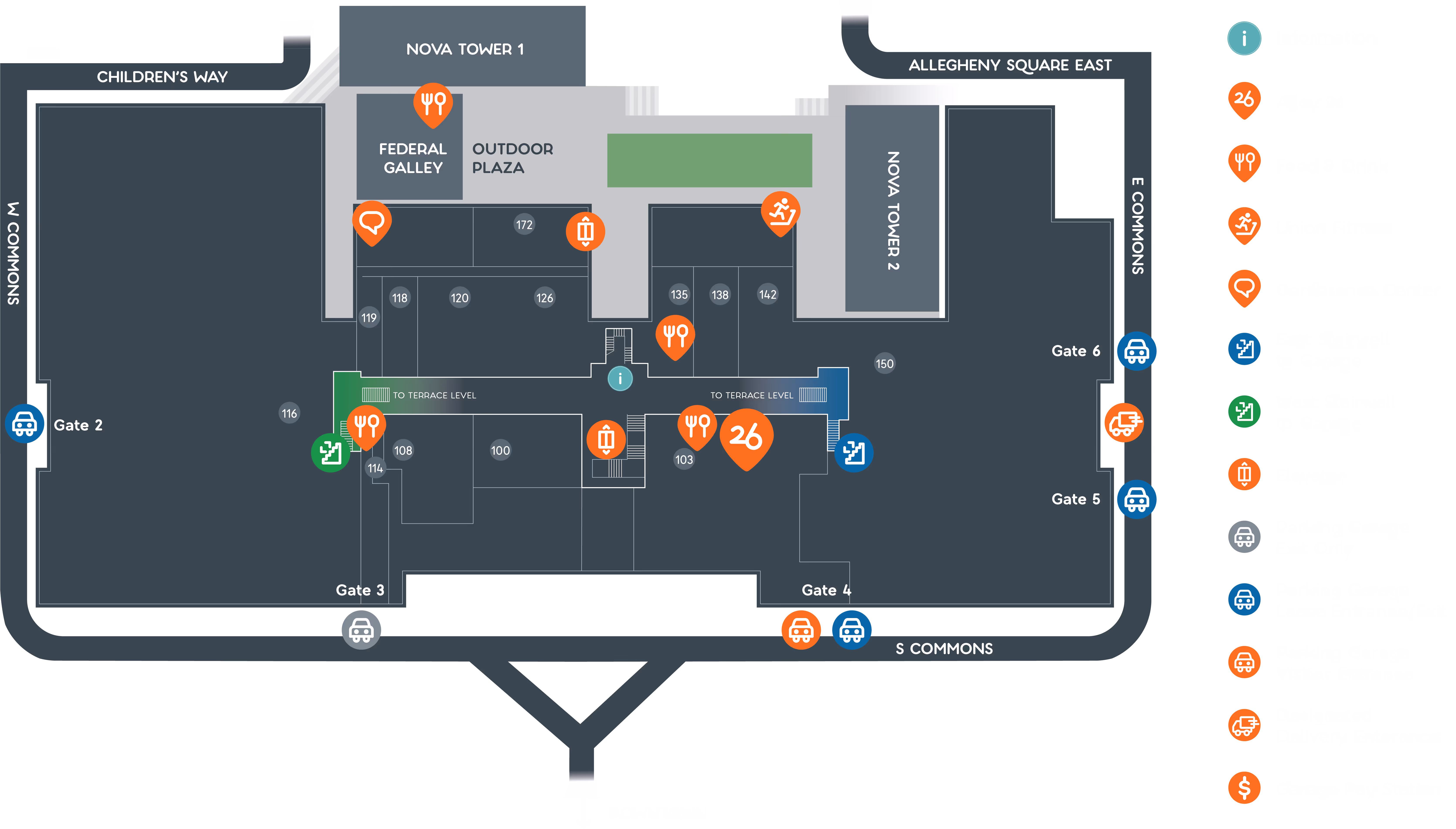Map of Nova Place with Key on the righthand side.