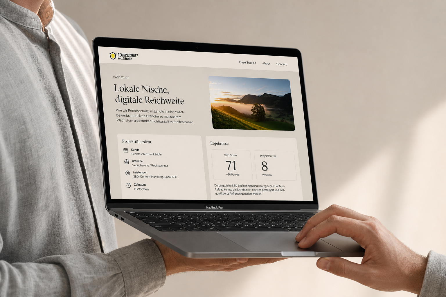 Mockup der Case Study Rechtsschutz Neckar-Alb