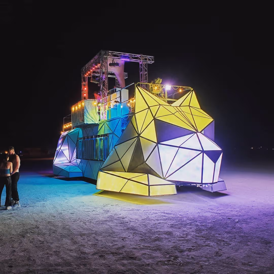 Saboku art car at night