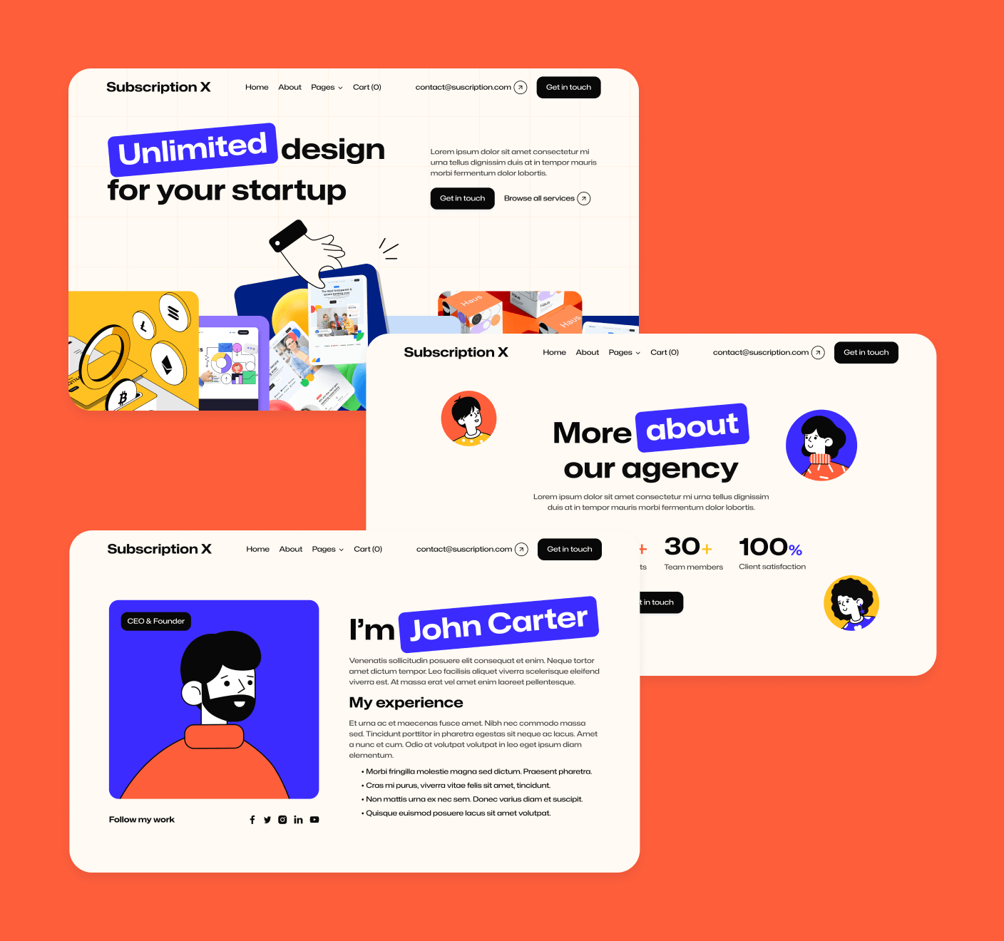 Subscription X - More Than 40 Sections Unlimited Design Agency Webflow Template