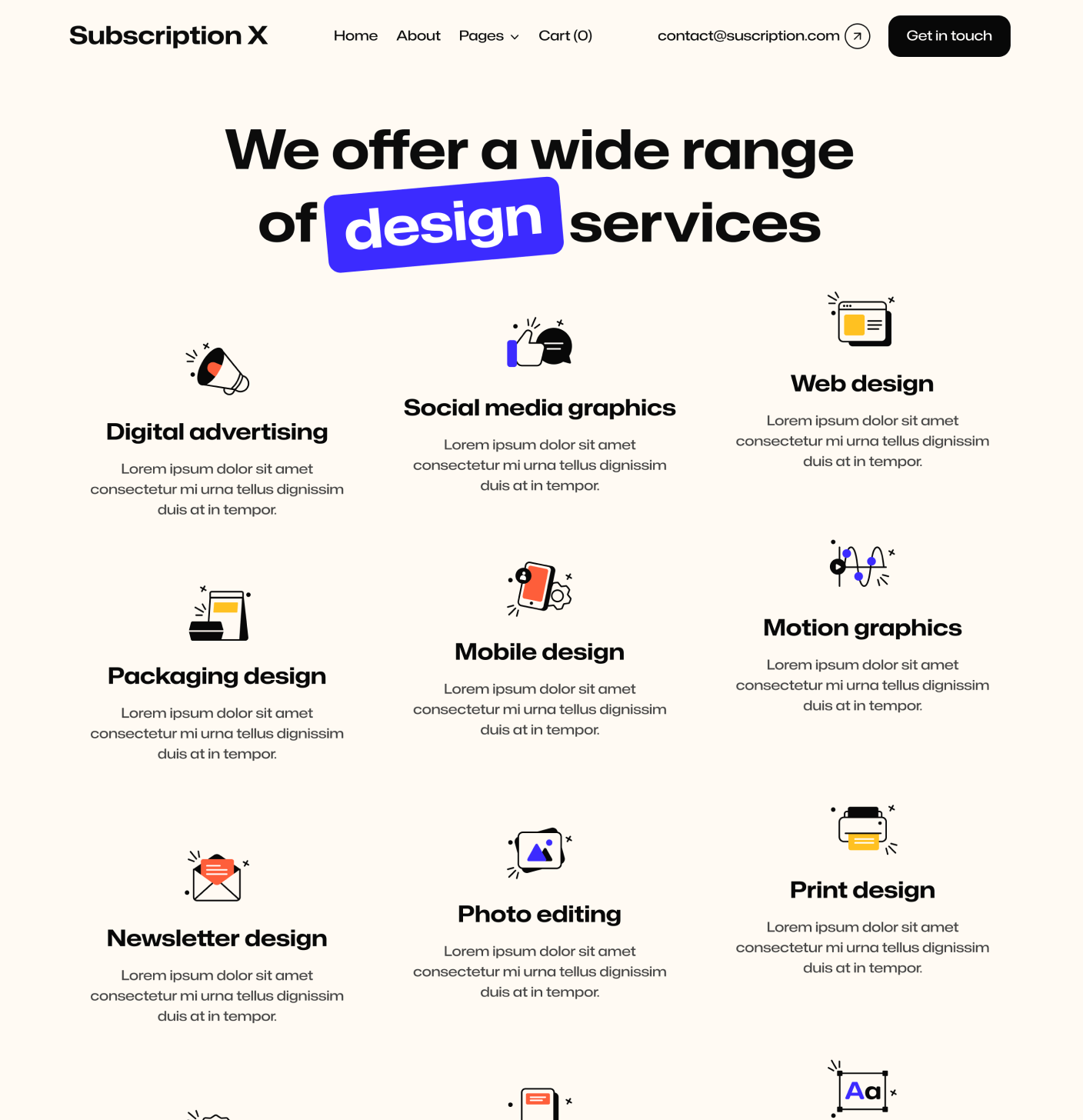Subscription X - Services Main Page Unlimited Design Agency Webflow Template