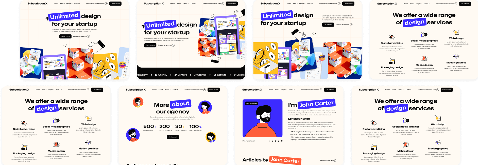 Subscription X - Subscription Banner Unlimited Design Agency Webflow Template