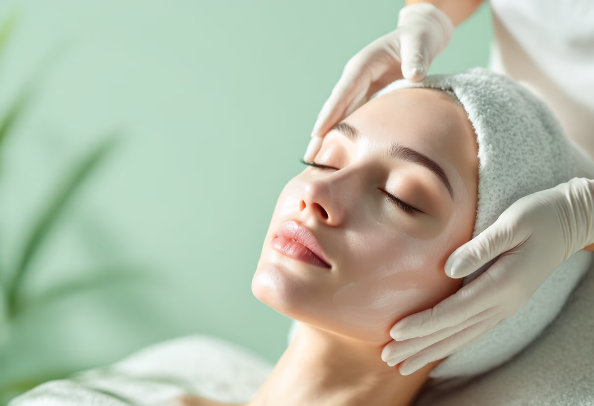 image of facial treatment being performed