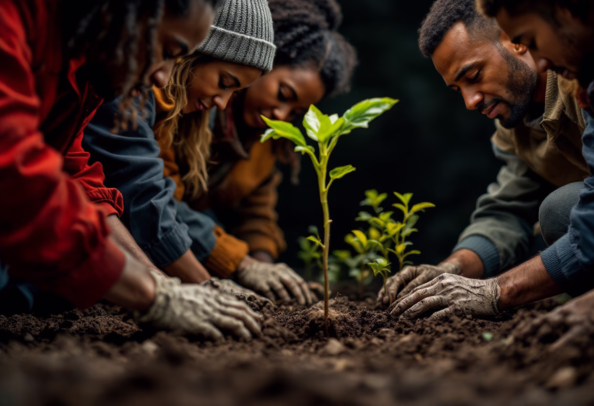 image of community members planting trees