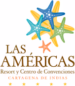 Logotipo de Las Américas Resort y Centro de Convenciones con estrellas de mar de colores sobre el texto.