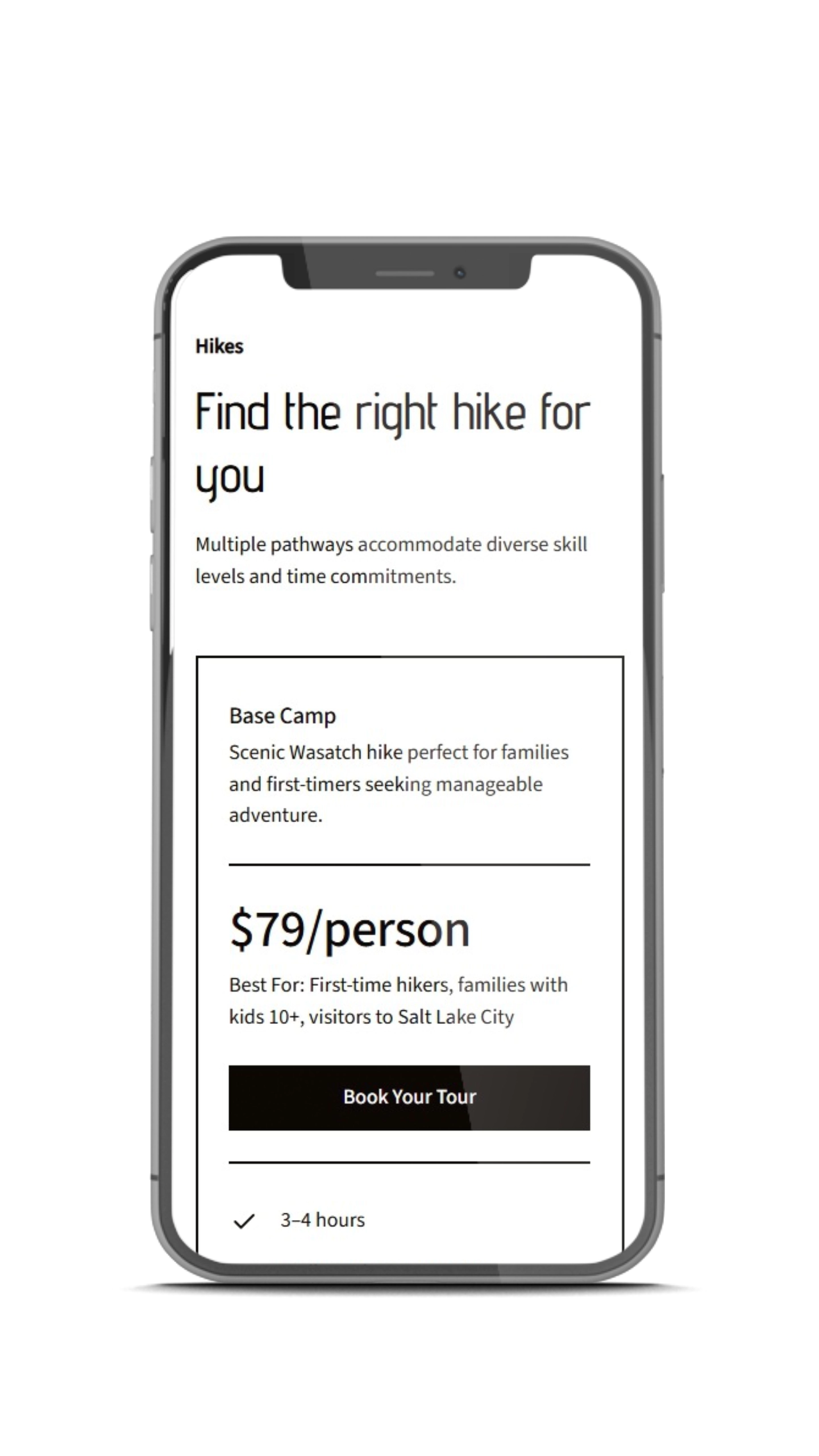 mockup of mobile site view