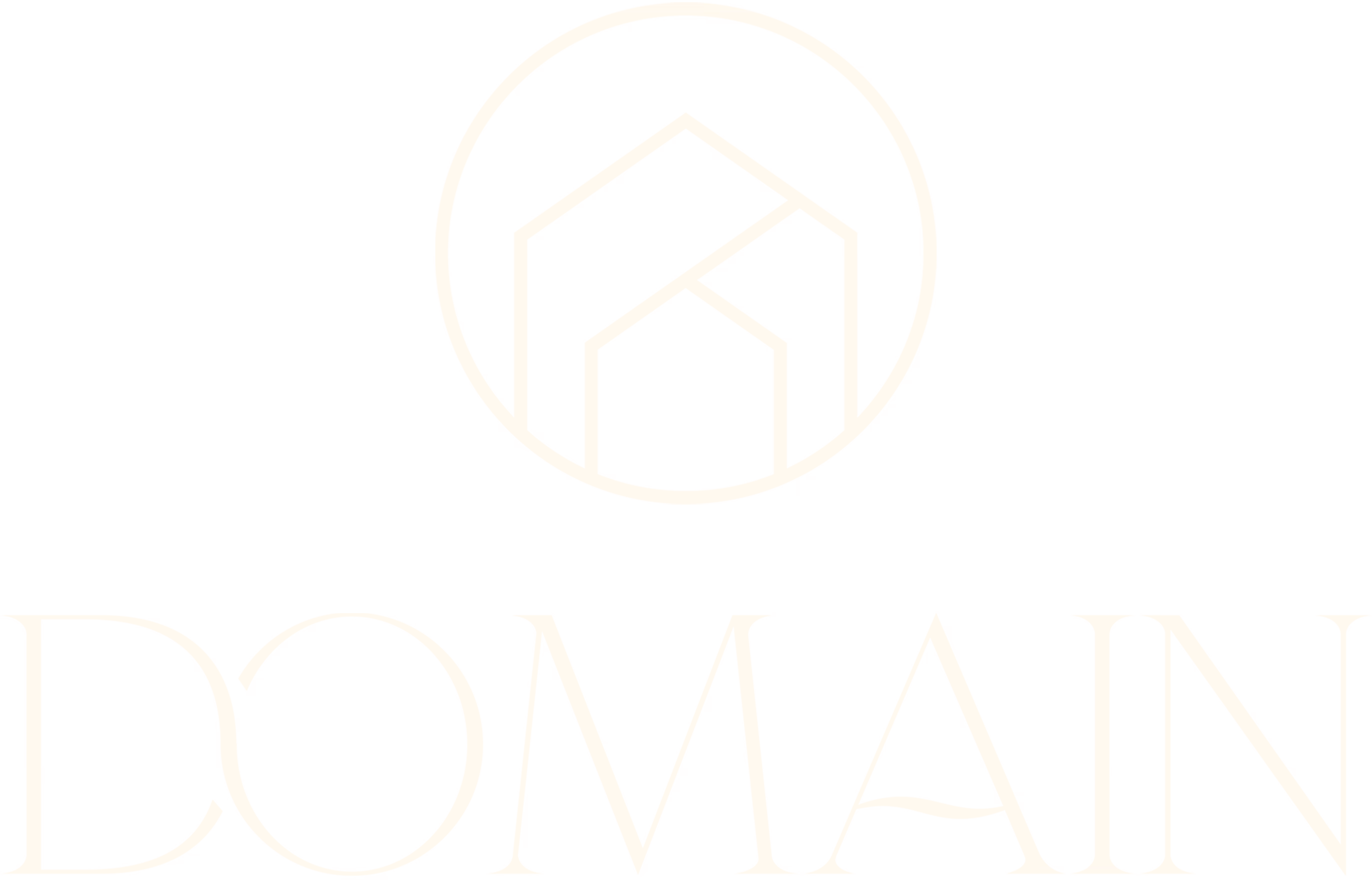 Domain logo featuring a stylized house design inside a circle above the word DOMAIN.