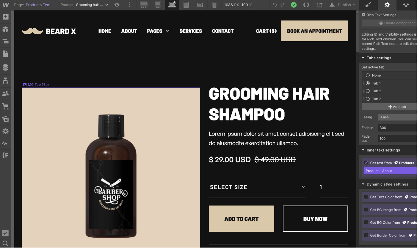 Shop Single - Beard X Webflow Template