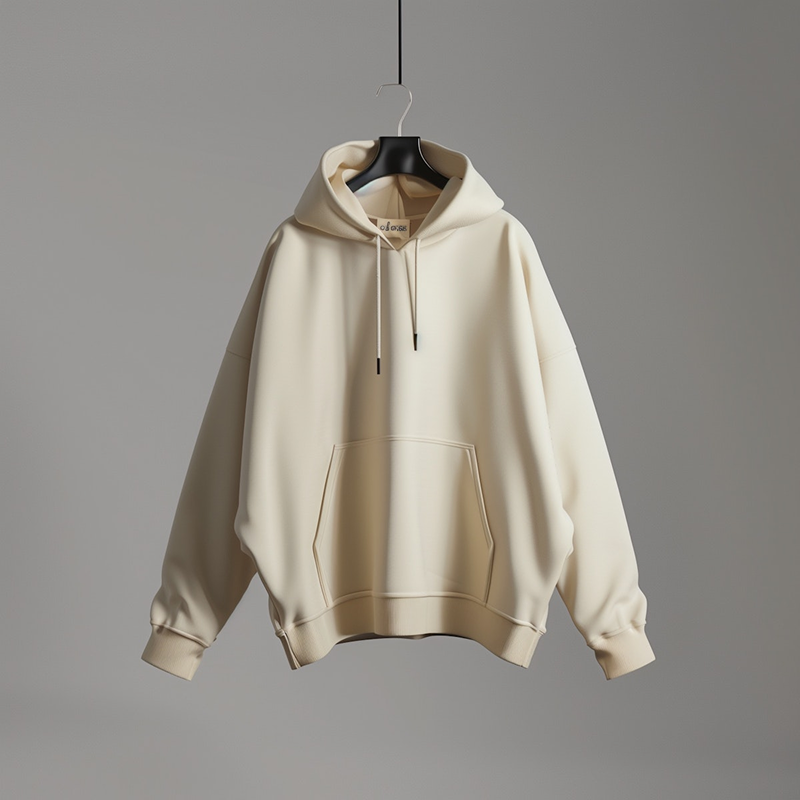 A white sweatshirt hanging on a hanger - Defective Webflow Template