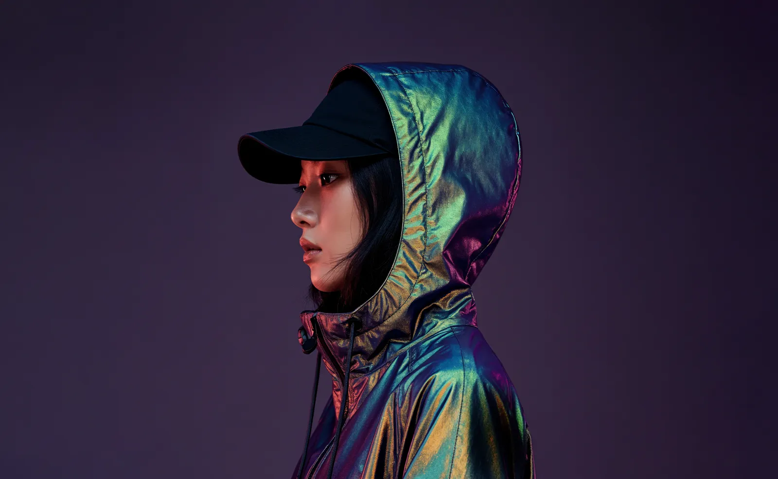 woman with dark background