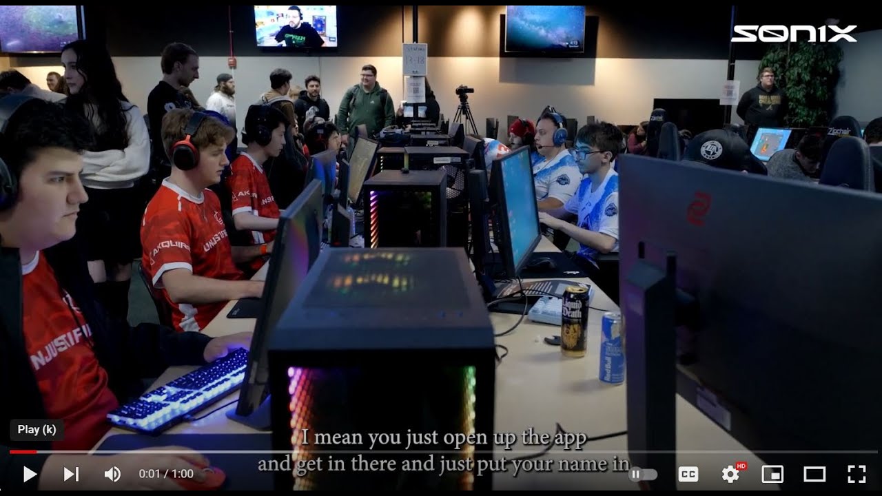 Esports players at a Fragadelphia LAN tournament using low latency voice chat.