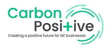 Carbon Positive logo with tagline creating a positive future for NZ businesses.