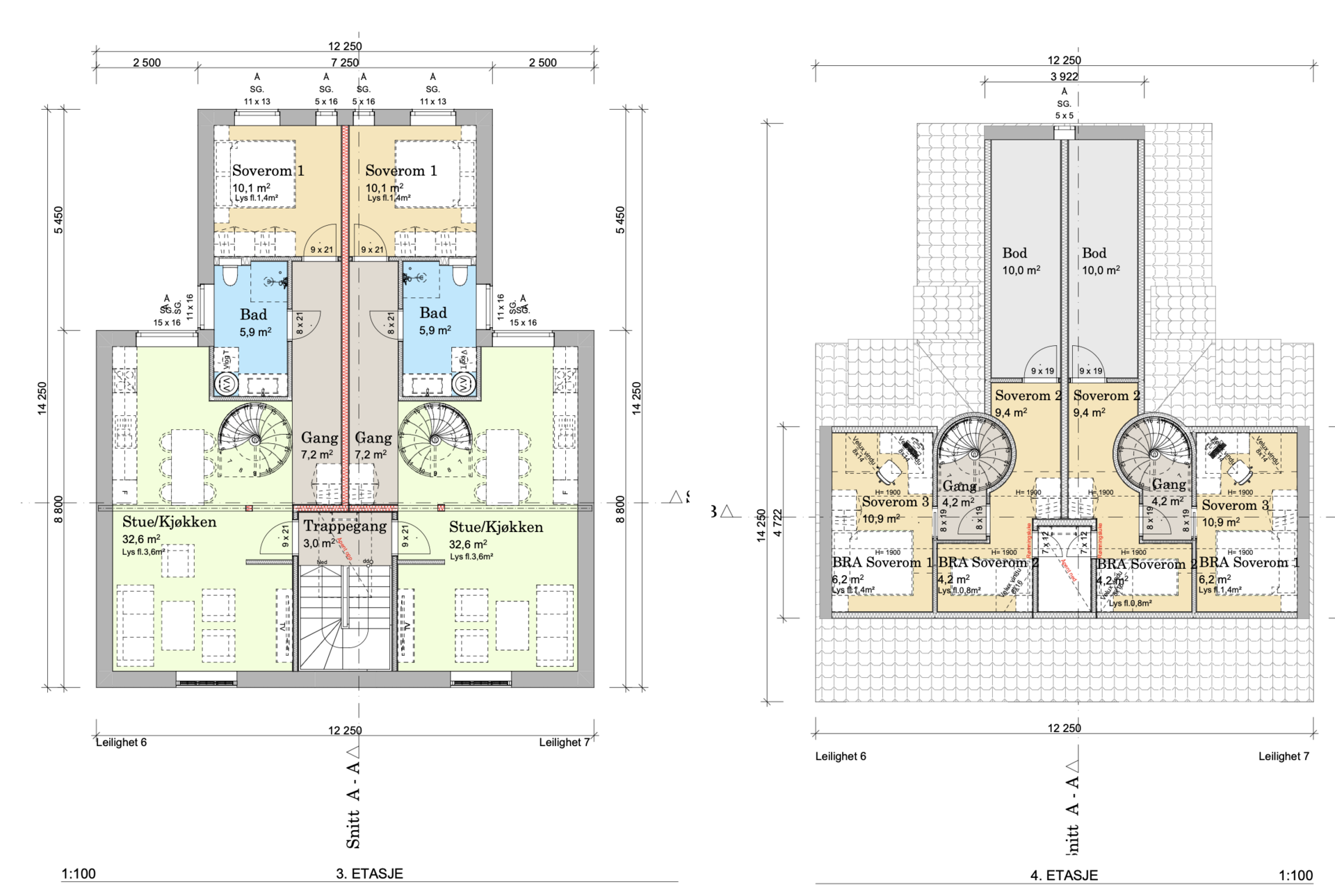 Prinsippskisse 3 etg. og loft