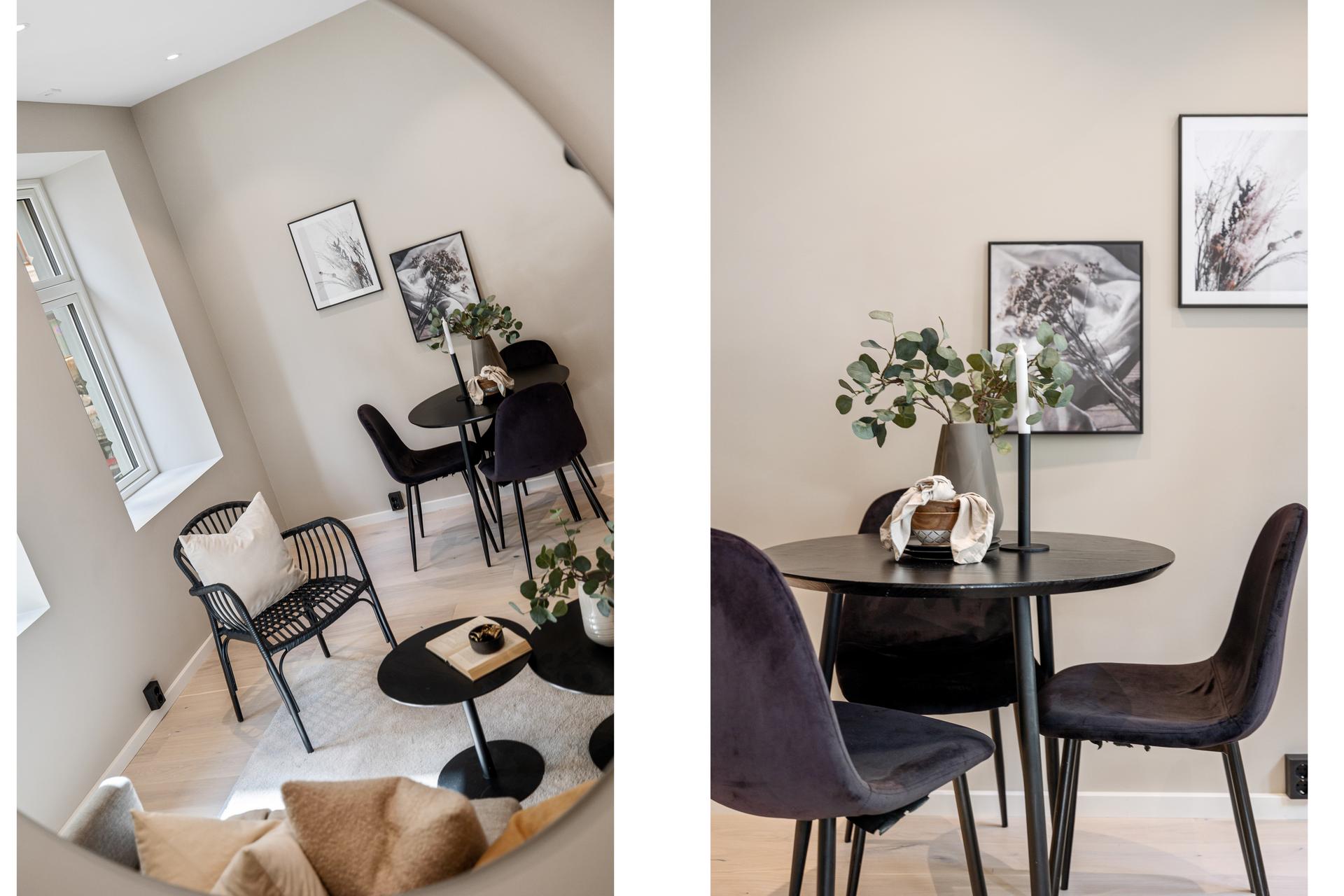 Gjennomgående 1-stavs parkett av høy kvalitet bidrar til et eksklusivt og moderne uttrykk gjennom hele boligen.