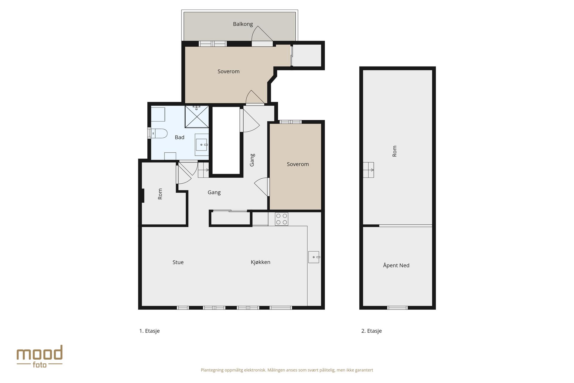Innhold: Entré (7,3 m²), stue med åpen kjøkkenløsning (26,3 m²), soverom 1 og 2 (11,7 m² og 7,6 m²), kontor (3,3 m²), og bad (5,5 m²). Med tillegg av hems med 22 kvm i gulvareal (ikke målbar høyde)