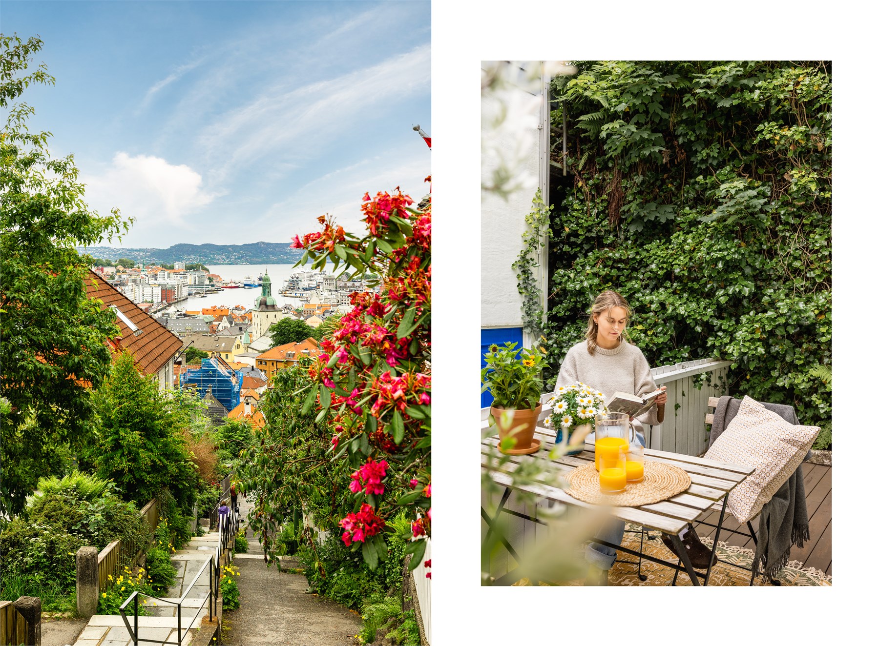 Fra boligen er det utgang til en hyggelig terrasse/balkong vendt mot bakgård. 