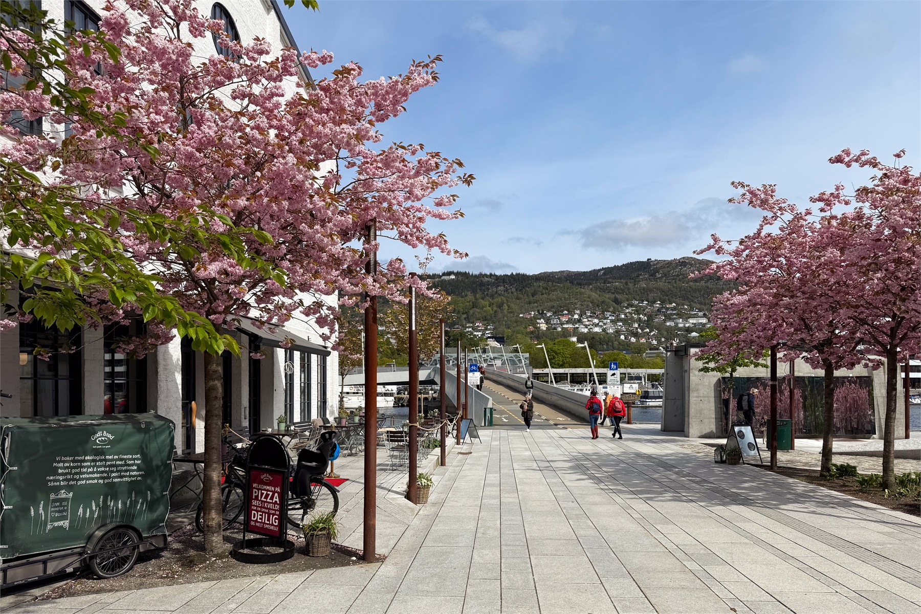 Godt Brød Fløttmannsplassen ligger idyllisk til ved vannkanten i Damsgårdssundet, kun en kort spasertur fra boligen. Her kan du nyte fersk, økologisk bakst, kaffe, lunsj eller noe godt i farten – i hyggelige omgivelser med utsikt mot sjøen.