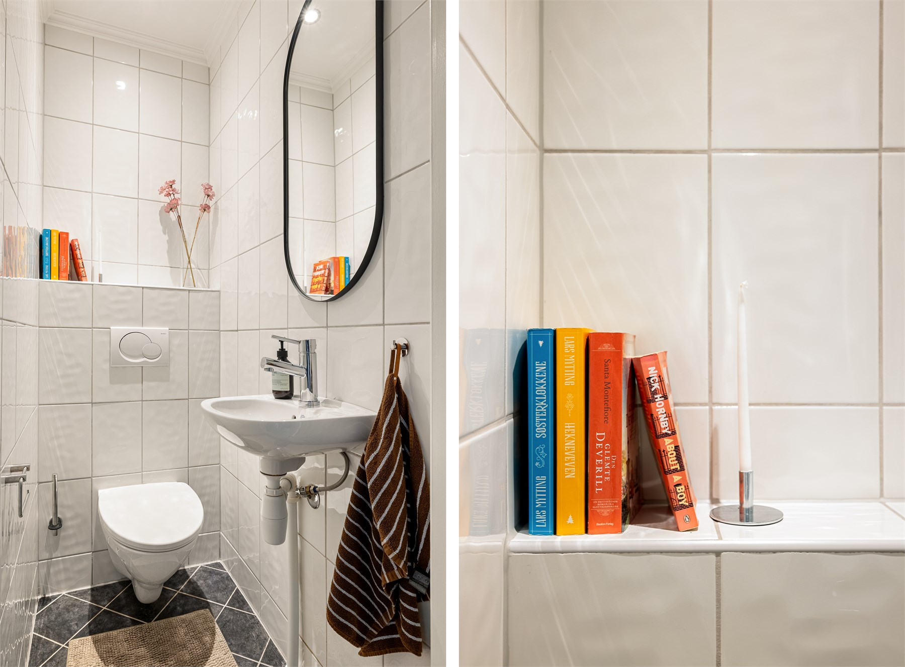 I tillegg til badet har leiligheten et separat toalettrom – en praktisk og ettertraktet løsning, særlig når man har besøk. Gulvet har varmekabler.