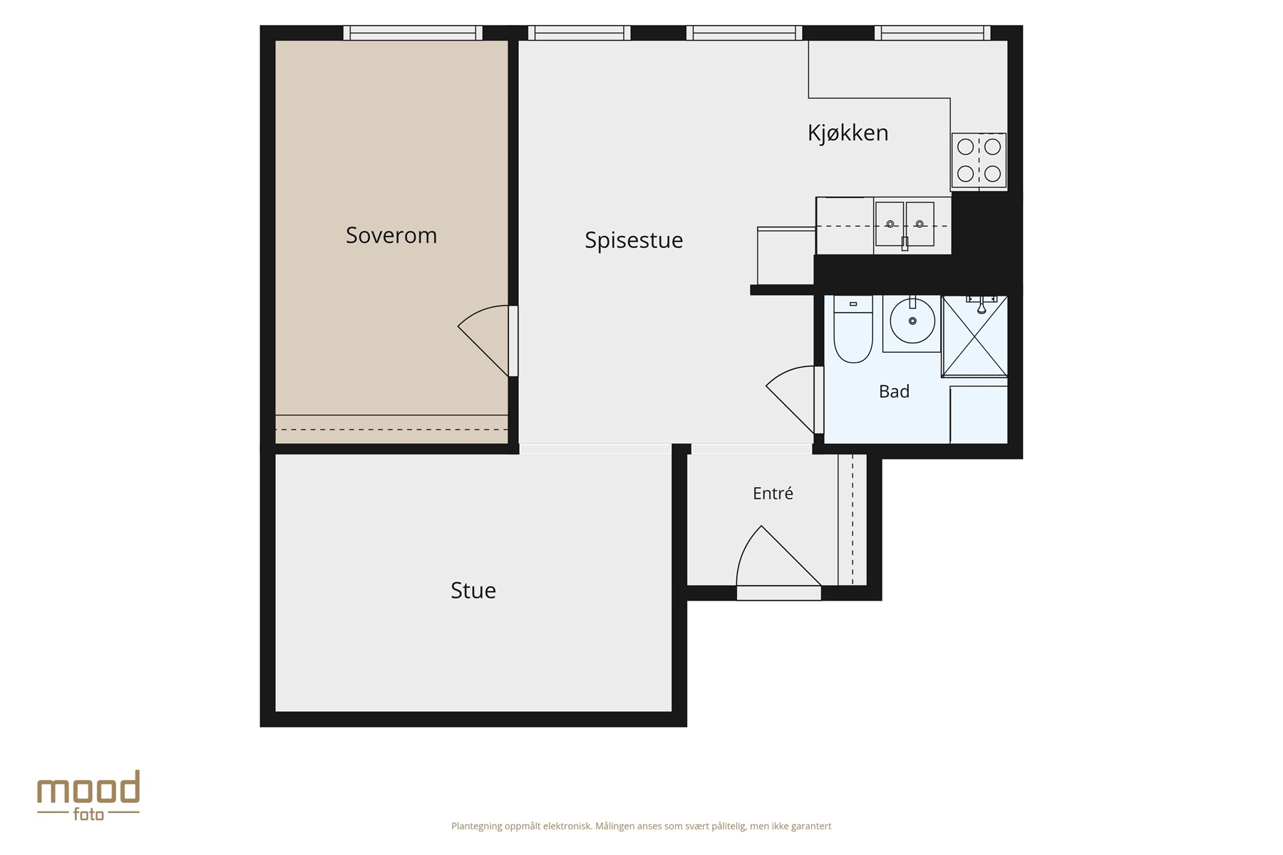 Leiligheten måles til 48 kvm bra (i) og er inndelt på følgende måte: entré 3m², bad/vaskerom 3,2m², soverom 10,3m², stue 11,4m², spisestue og kjøkken 17,6m².