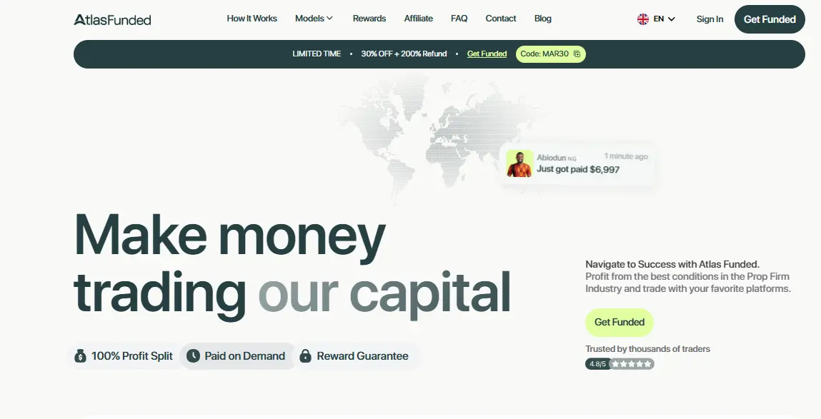 Atlas Funded home page screenshot