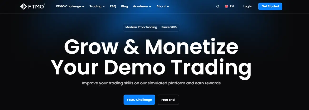 FTMO home page screenshot