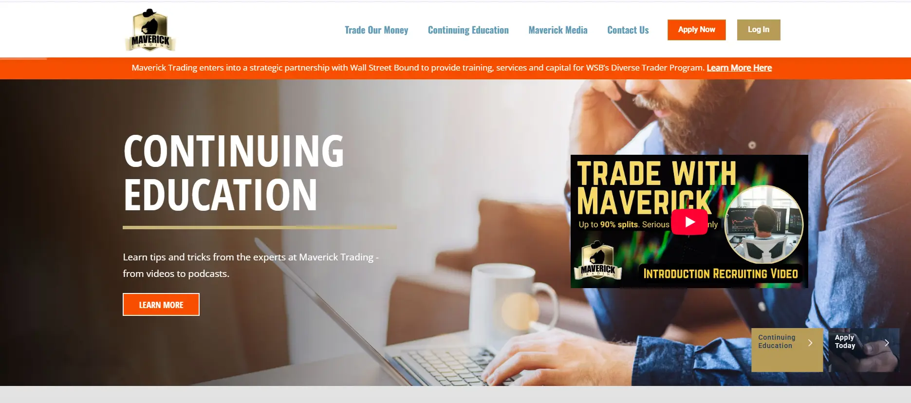 Maverick Trading home page screenshot